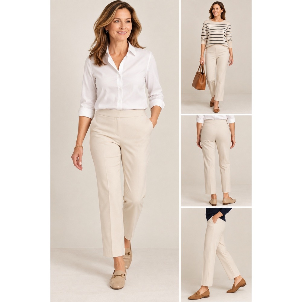 Talbots NWT Heritage Fit Classic Trousers White Cream Dress Pants- Size 10